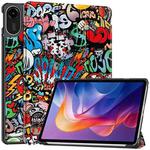 For Xiaomi Redmi Pad 2 Custer Painted 3-Fold Stand Leather Smart Tablet Case(Graffiti)