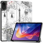 For Xiaomi Redmi Pad 2 Custer Painted 3-Fold Stand Leather Smart Tablet Case(Retro Eiffel Tower)
