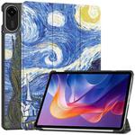 For Xiaomi Redmi Pad 2 Custer Painted 3-Fold Stand Leather Smart Tablet Case(Starry Sky)