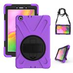 For Samsung Tab A 8.0(2019) T290 / T295 Shockproof Colorful Silicone + PC Protective Case with Holder & Hand Grip Strap(Purple)