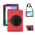 For Samsung Galaxy Tab Active Pro T540 / T545 / Tab Active4 Pro Shockproof Colorful Silicone + PC Protective Case with Holder & Hand Grip Strap(Red)