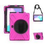 For Samsung Galaxy Tab Active Pro T540 / T545 / Tab Active4 Pro Shockproof Colorful Silicone + PC Protective Case with Holder & Hand Grip Strap(Rose Red)