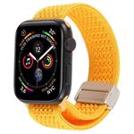 For Apple Watch 46mm / 49mm / 45mm / 44mm Magnetic Buckle Breathable Knitted Nylon Watch Band(Yellow-Orange)