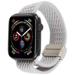 For Apple Watch 46mm / 49mm / 45mm / 44mm Magnetic Buckle Breathable Knitted Nylon Watch Band(Pearl White)