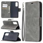 For Samsung Galaxy S20 FE 5G / S20 Lite Lambskin Texture Pure Color Horizontal Flip PU Leather Case with Holder & Card Slots & Wallet & Lanyard(Grey)