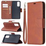 For Samsung Galaxy S20 FE 5G / S20 Lite Lambskin Texture Pure Color Horizontal Flip PU Leather Case with Holder & Card Slots & Wallet & Lanyard(Brown)