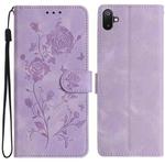 For Samsung Galaxy F06 Rose Flower Embossing Pattern Leather Phone Case(Light Purple)