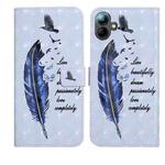 For Samsung Galaxy A07 5G Oil Embossed 3D Drawing Leather Phone Case(Blue Feather)