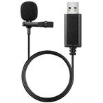 USB Interface Lavalier Microphone for Laptop Live Conference Recording, Length:2m