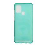 For Samsung Galaxy A21s Color Button Translucent Frosted TPU Four-corner Airbag Shockproof Case(Green)