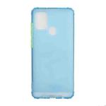 For Samsung Galaxy A21s Color Button Translucent Frosted TPU Four-corner Airbag Shockproof Case(Blue)