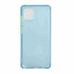 For Samsung Galaxy A91 Color Button Translucent Frosted TPU Four-corner Airbag Shockproof Case(Blue)
