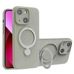 For iPhone 13 Liquid Silicone MagSafe Holder Phone Case(Titanium)