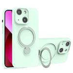 For iPhone 13 Liquid Silicone MagSafe Holder Phone Case(Mint Green)