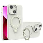 For iPhone 13 Liquid Silicone MagSafe Holder Phone Case(White)