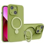 For iPhone 13 Liquid Silicone MagSafe Holder Phone Case(Green)