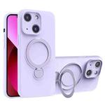 For iPhone 13 Liquid Silicone MagSafe Holder Phone Case(Purple)