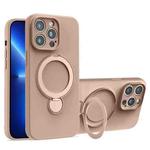 For iPhone 13 Pro Liquid Silicone MagSafe Holder Phone Case(Milk Coffee)