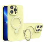 For iPhone 13 Pro Liquid Silicone MagSafe Holder Phone Case(Yellow)