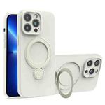 For iPhone 13 Pro Liquid Silicone MagSafe Holder Phone Case(White)
