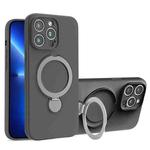 For iPhone 13 Pro Liquid Silicone MagSafe Holder Phone Case(Grey)
