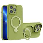 For iPhone 13 Pro Liquid Silicone MagSafe Holder Phone Case(Green)