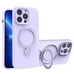 For iPhone 13 Pro Liquid Silicone MagSafe Holder Phone Case(Purple)