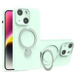 For iPhone 14 Liquid Silicone MagSafe Holder Phone Case(Mint Green)