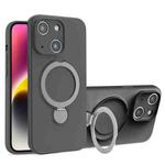 For iPhone 14 Liquid Silicone MagSafe Holder Phone Case(Grey)