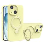 For iPhone 15 Liquid Silicone MagSafe Holder Phone Case(Yellow)