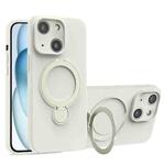For iPhone 15 Liquid Silicone MagSafe Holder Phone Case(White)