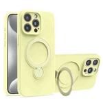 For iPhone 15 Pro Liquid Silicone MagSafe Holder Phone Case(Yellow)