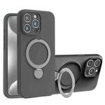 For iPhone 15 Pro Liquid Silicone MagSafe Holder Phone Case(Grey)