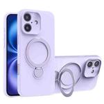 For iPhone 16 Liquid Silicone MagSafe Holder Phone Case(Purple)