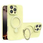 For iPhone 16 Pro Max Liquid Silicone MagSafe Holder Phone Case(Yellow)