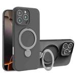 For iPhone 16 Pro Max Liquid Silicone MagSafe Holder Phone Case(Grey)