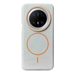 For Huawei Mate 70 Pro / 70 Pro+ Thin Circle MagSafe Litchi Grain TPU Phone Case(Grey Orange)