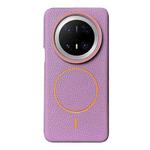 For Huawei Mate 70 Pro / 70 Pro+ Thin Circle MagSafe Litchi Grain TPU Phone Case(Purple Orange)