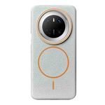 For Huawei Mate 70 Thin Circle MagSafe Litchi Grain TPU Phone Case(Grey Orange)