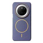 For Huawei Mate 70 Thin Circle MagSafe Litchi Grain TPU Phone Case(Dark Blue Orange)
