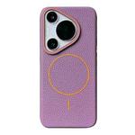 For Huawei Pura 70 Pro / 70 Pro+ Thin Circle MagSafe Litchi Grain TPU Phone Case(Purple Orange)