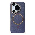 For Huawei Pura 70 Pro / 70 Pro+ Thin Circle MagSafe Litchi Grain TPU Phone Case(Dark Blue Orange)