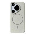 For Huawei Pura 70 Pro / 70 Pro+ Thin Circle MagSafe Litchi Grain TPU Phone Case(White Grey)