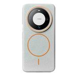 For Huawei Mate 60 Thin Circle MagSafe Litchi Grain TPU Phone Case(Grey Orange)