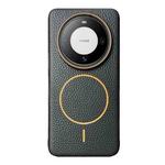For Huawei Mate 60 Thin Circle MagSafe Litchi Grain TPU Phone Case(Black Orange)