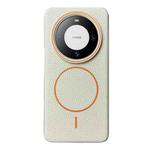 For Huawei Mate 60 Thin Circle MagSafe Litchi Grain TPU Phone Case(White Orange)