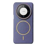 For Huawei Mate 60 Thin Circle MagSafe Litchi Grain TPU Phone Case(Dark Blue Orange)