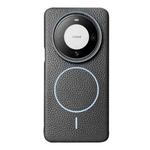 For Huawei Mate 60 Thin Circle MagSafe Litchi Grain TPU Phone Case(Black Purple)