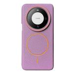 For Huawei Mate 60 Pro / 60 Pro+ Thin Circle MagSafe Litchi Grain TPU Phone Case(Purple Orange)