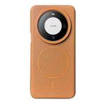 For Huawei Mate 60 Pro / 60 Pro+ Thin Circle MagSafe Litchi Grain TPU Phone Case(Gold Brown)